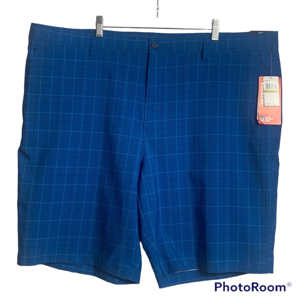 EUC PGA TOUR Men's Blue Plaid Golf Shorts - 44
